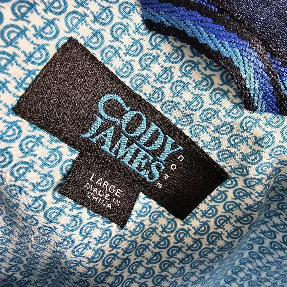 Cody James Core Mens L Blue Abstract‎ Pattern Cotton Short Sleeve Cotton Front
